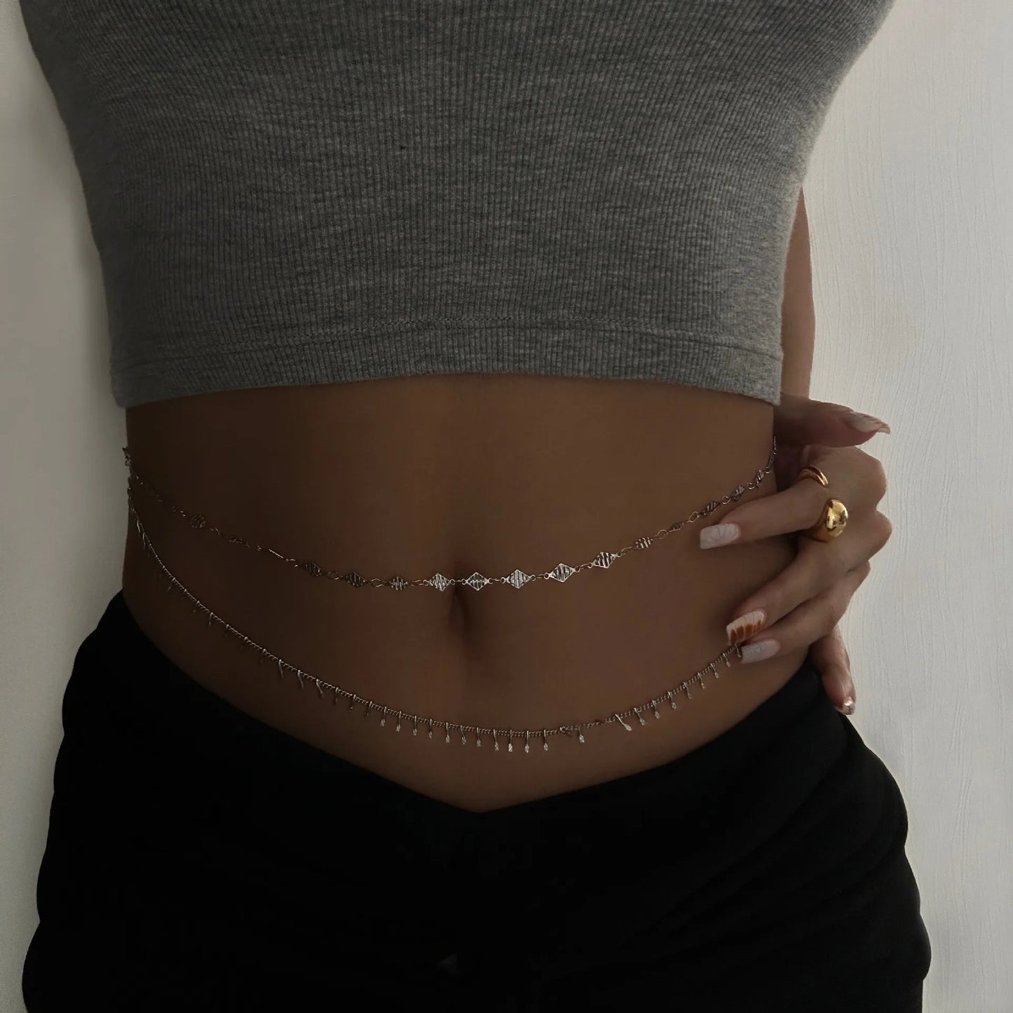 Boho Silver Double Belly Chain