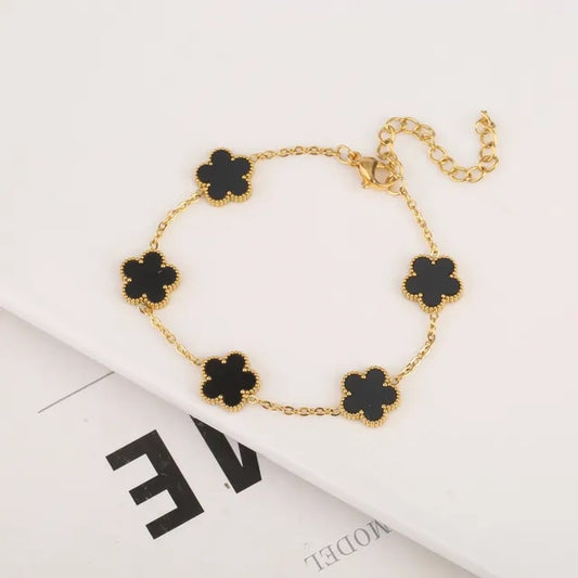 Black Gold Plated Clover Leaf Charm Bracelet