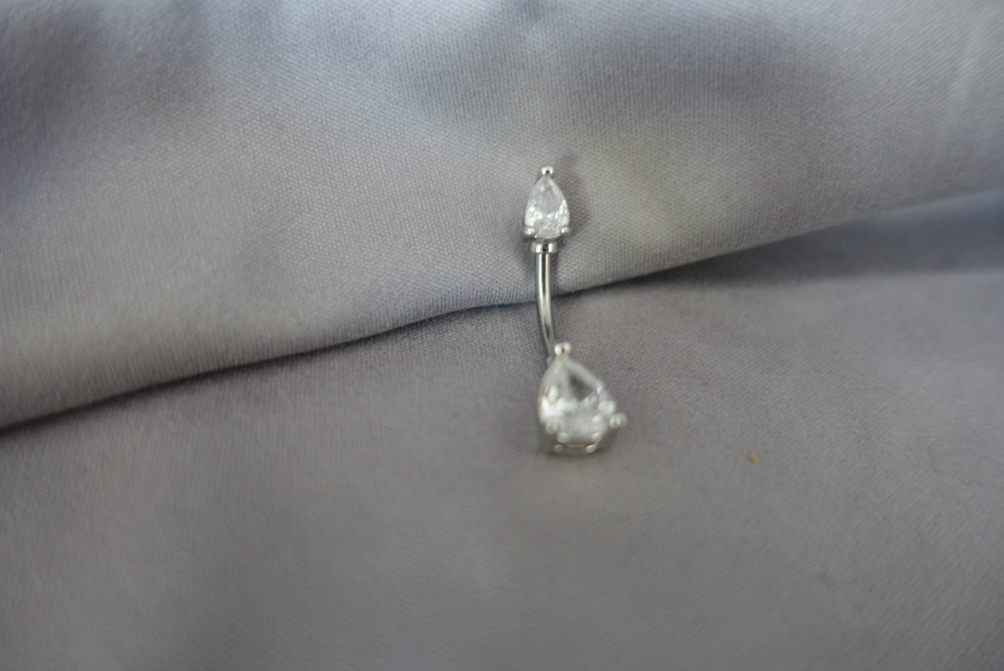 Boho Silver Crystal Navel Ring