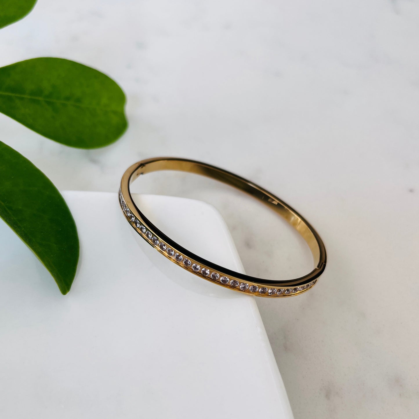 14k Gold Plated Bangle - Sparkling Elegance