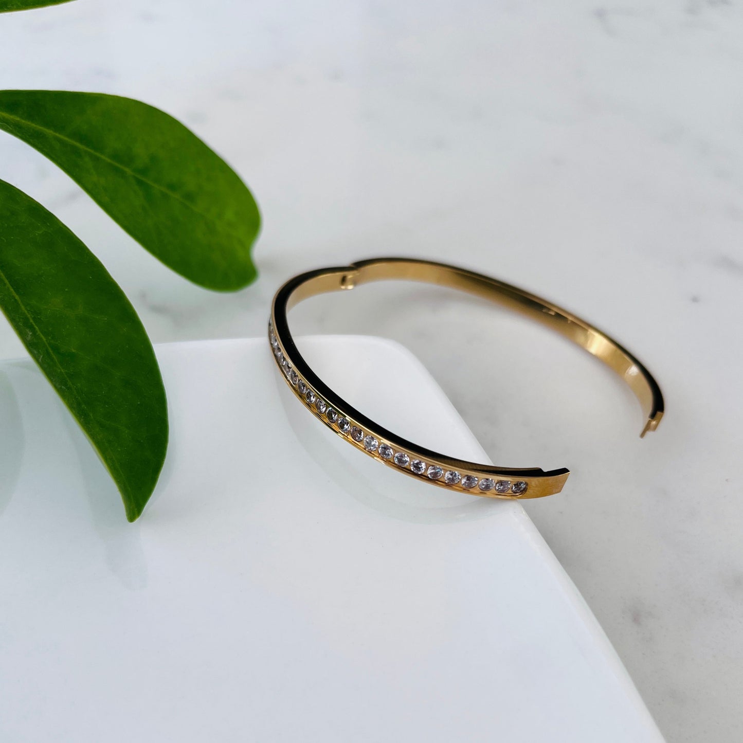 14k Gold Plated Bangle - Sparkling Elegance