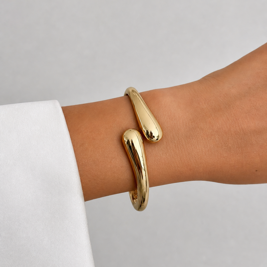 Boho Polished Gold Drop Cuff
