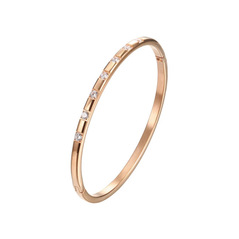 Boho 14k Gold Plated Bangle - Seven Diamonds