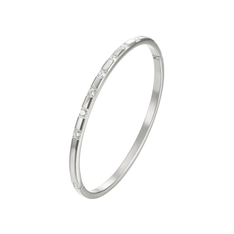 Boho 14k Gold Plated Bangle - Seven Diamonds