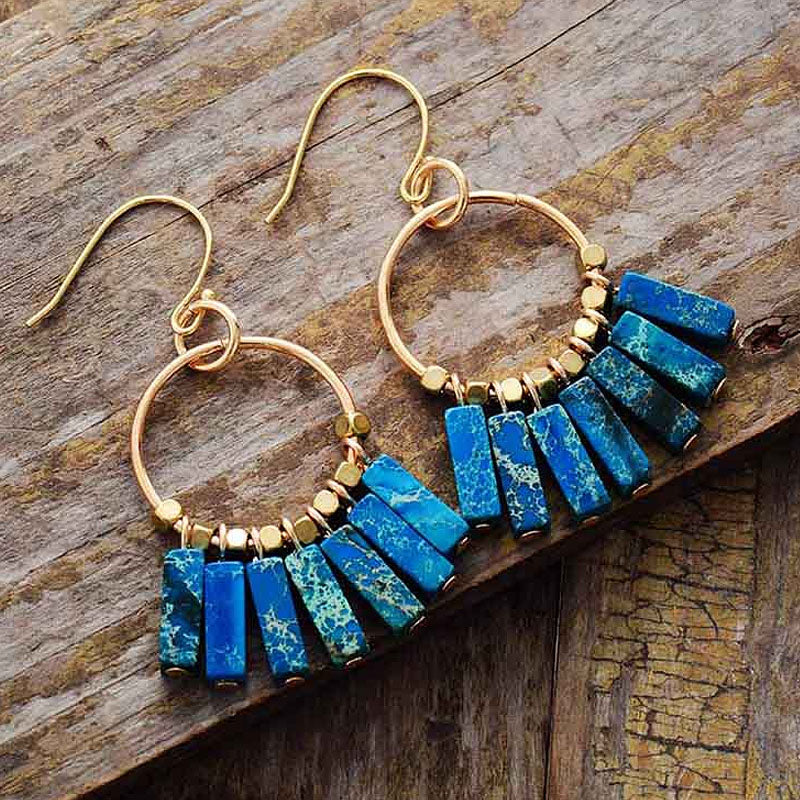 Ocean Blue Stone Boho Earrings