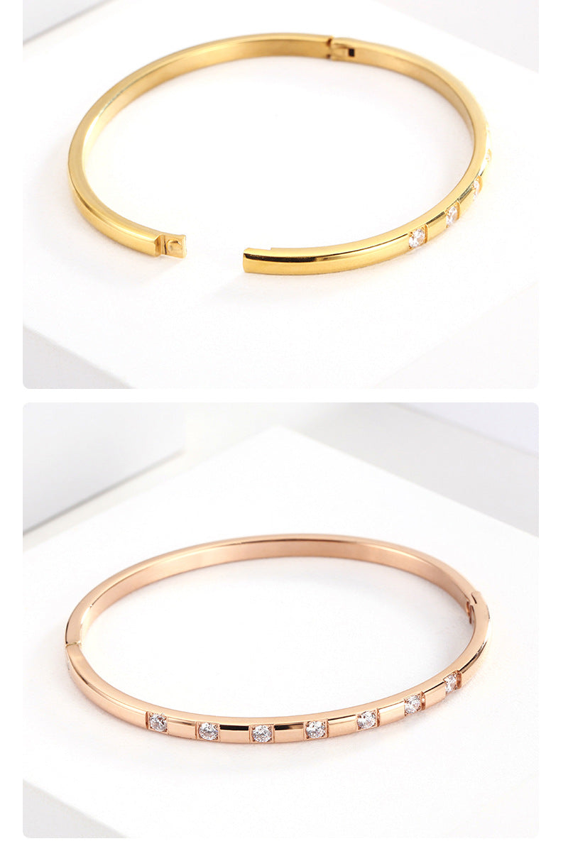 Boho 14k Gold Plated Bangle - Seven Diamonds