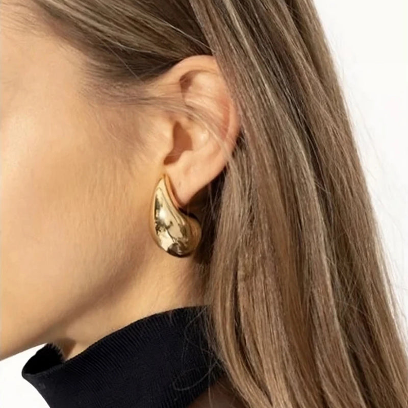 Gold Drop Tear Earrings