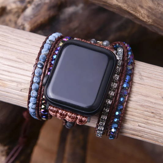 Boho Black Agate Fitbit Versa Watch Strap