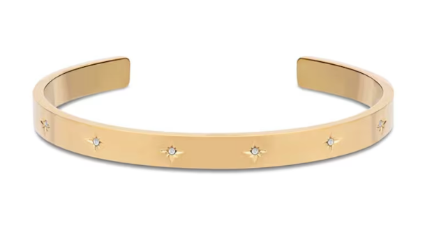 Boho 14k Gold Plated Bangle - Cz North Star Cuff