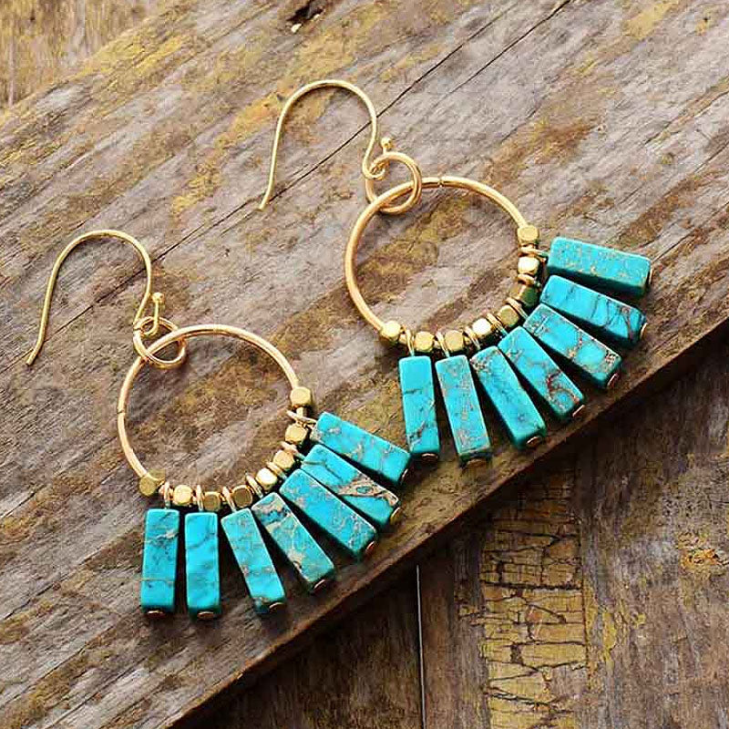 Sky Blue Stone Boho Earrings