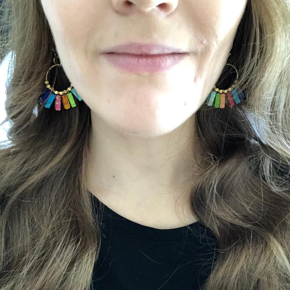 Heart Red Stone Boho Earrings