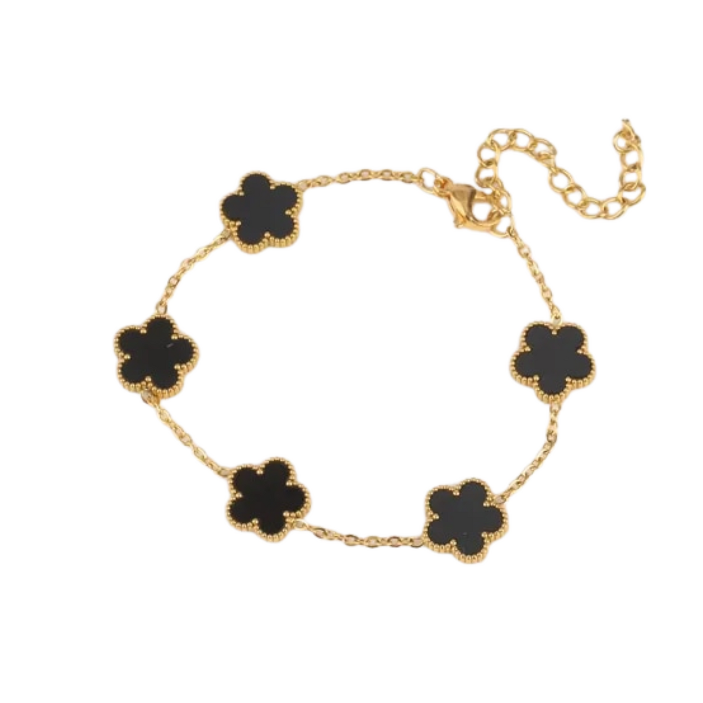 Black Gold Plated Clover Leaf Charm Bracelet