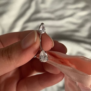 Boho Silver Crystal Navel Ring