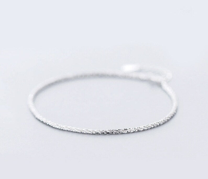 Boho Silver Twisted Dainty Anklet