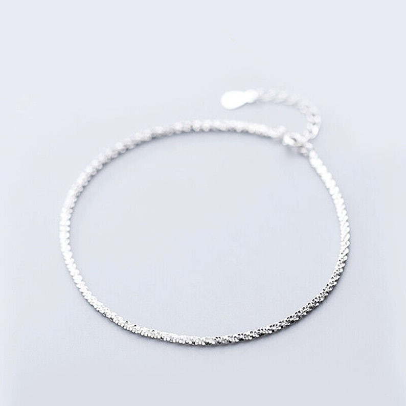 Boho Silver Twisted Dainty Anklet