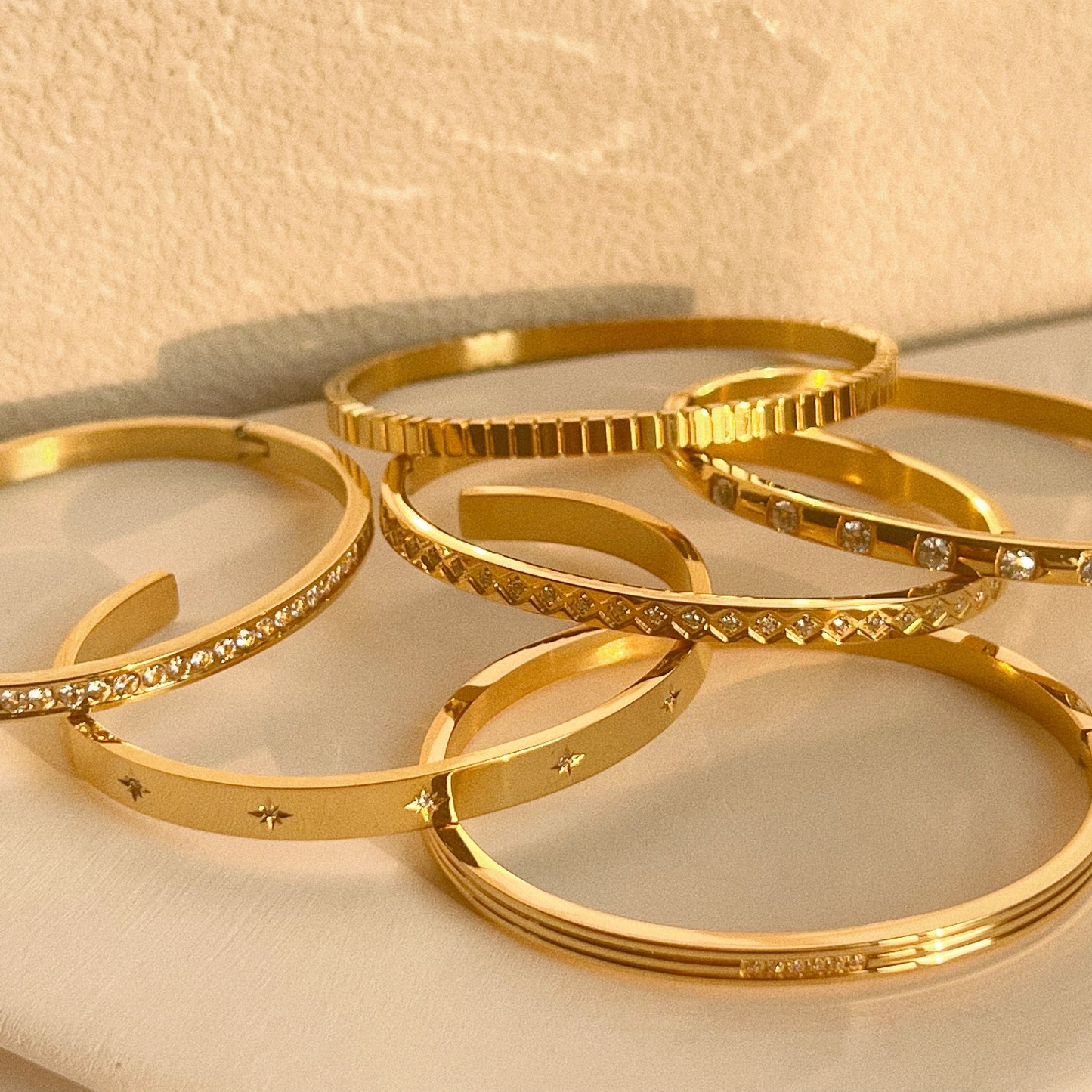 Boho Statement Stacked Gold Bangle Set
