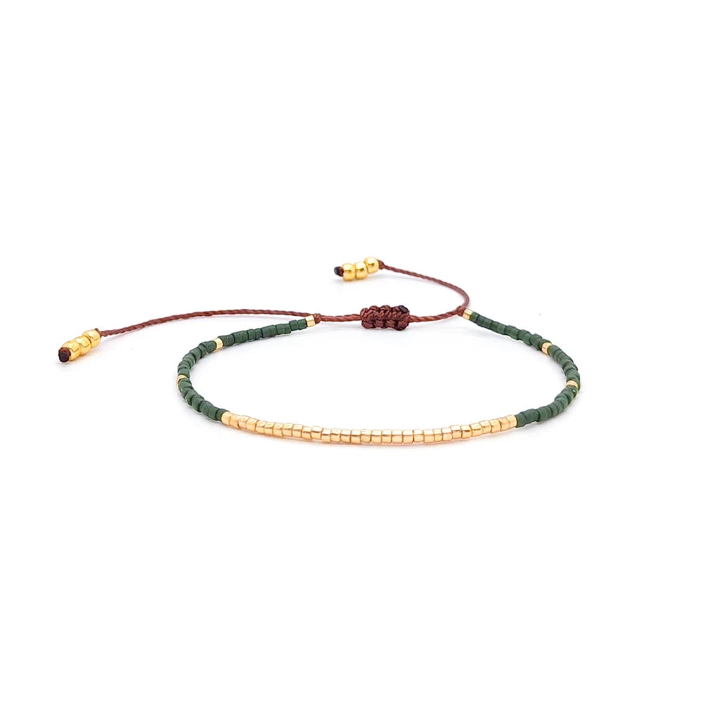 Miyuki Green Boho Charm Bracelet