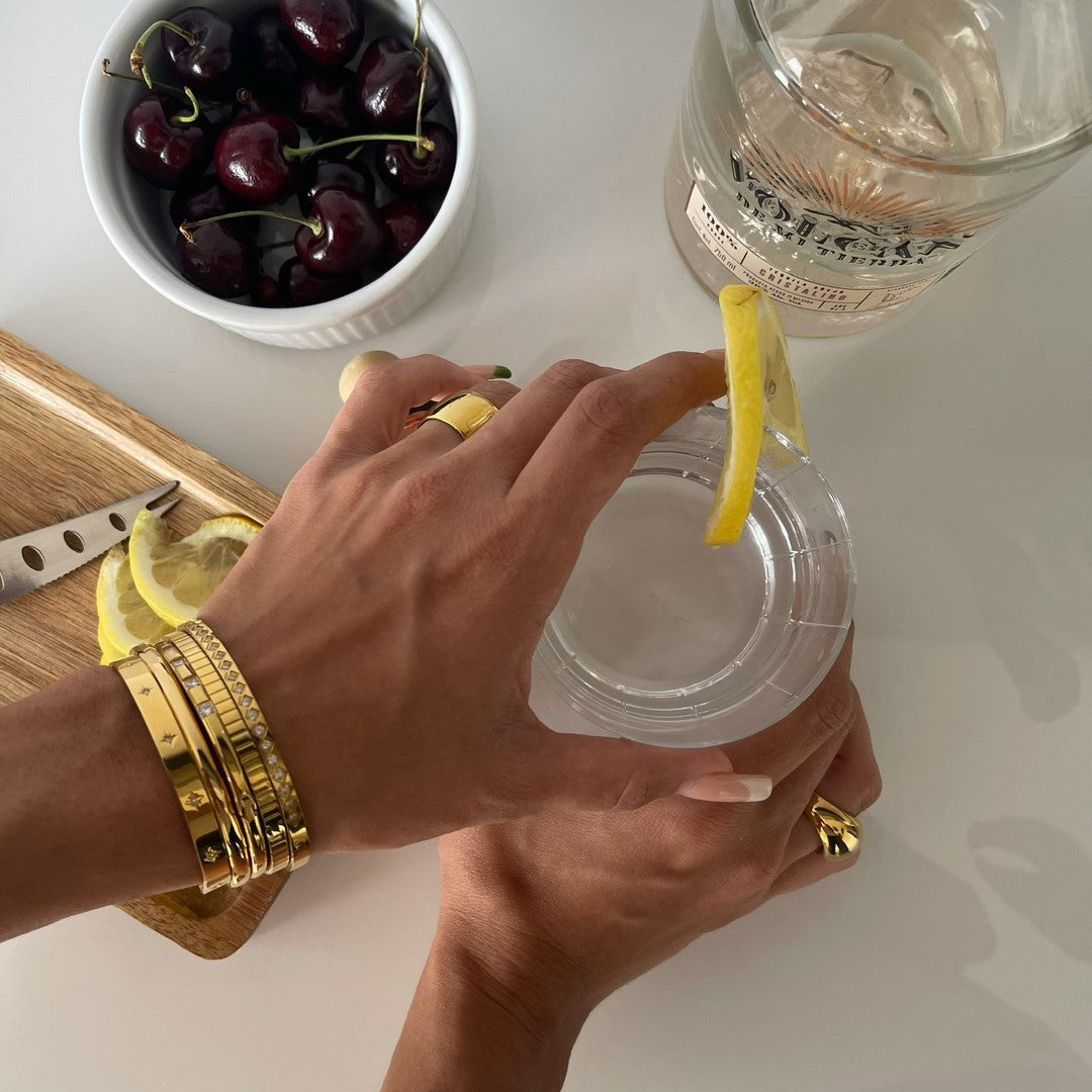 Boho Statement Stacked Gold Bangle Set