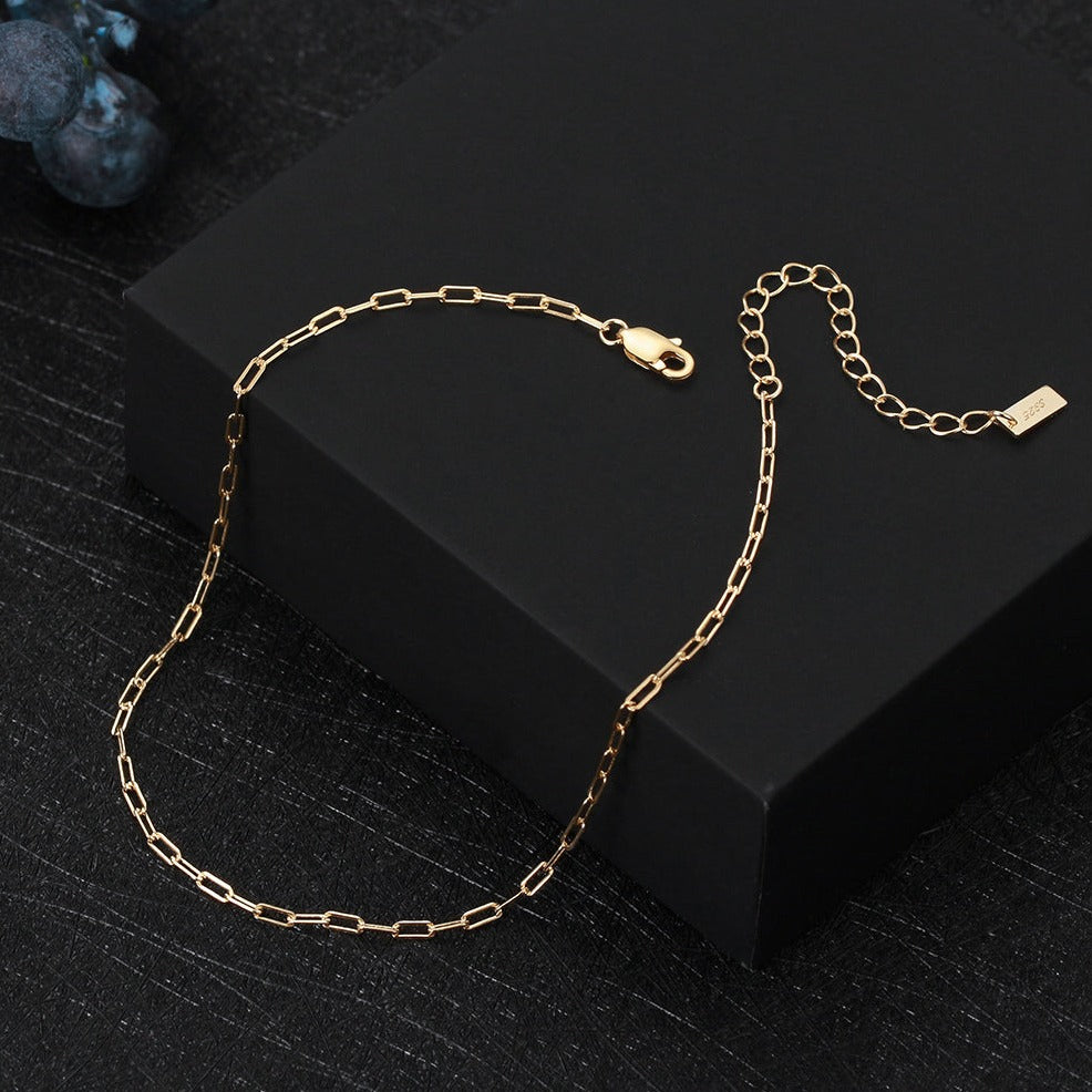 14k Gold Plated Boho Paperclip Anklet