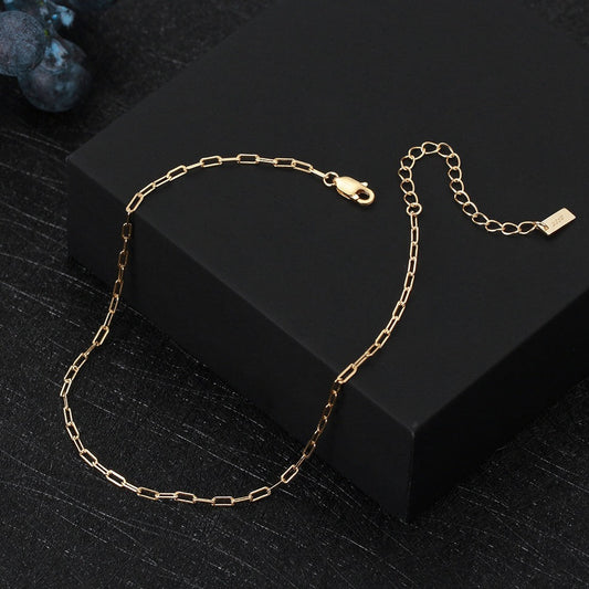 14k Gold Plated Boho Paperclip Anklet