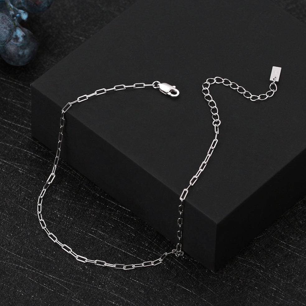 Silver Boho Paperclip Anklet