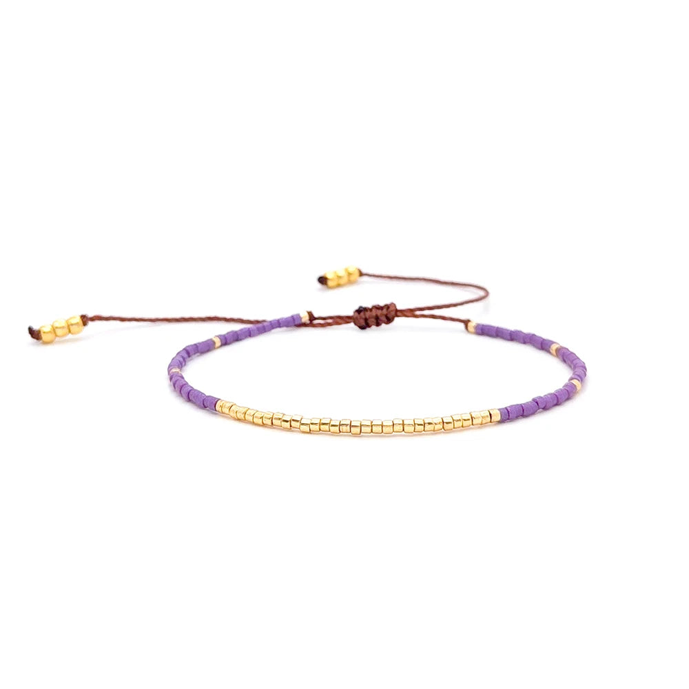 Miyuki Purple Boho Charm Bracelet