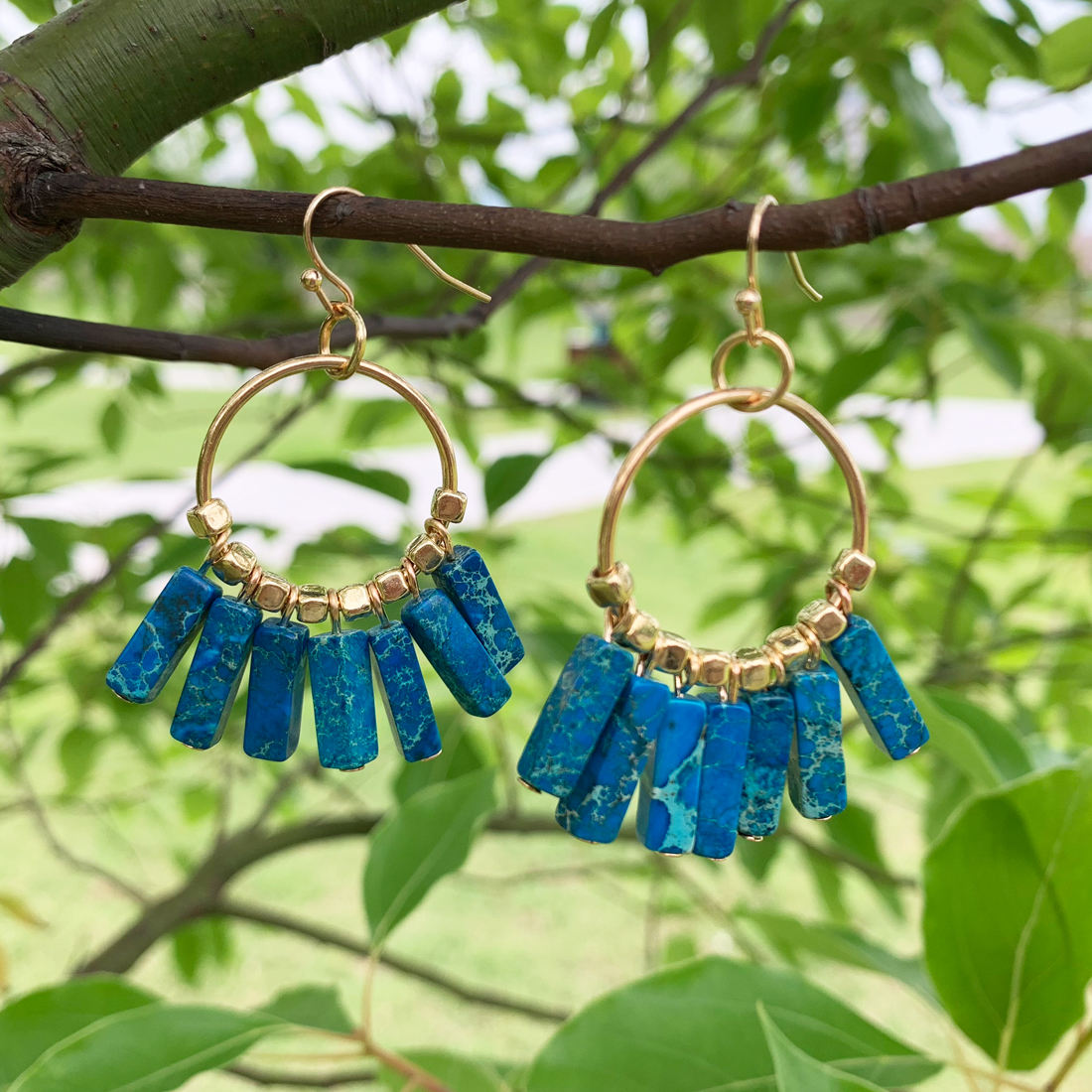 Ocean Blue Stone Boho Earrings
