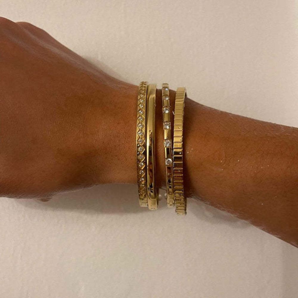 Boho Statement Stacked Gold Bangle Set