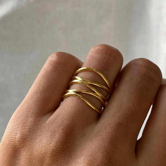 Golden Aurora Spiral Ring