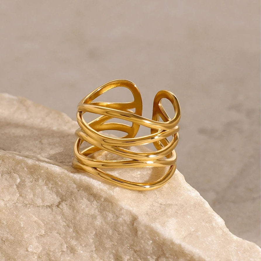 Golden Aurora Spiral Ring