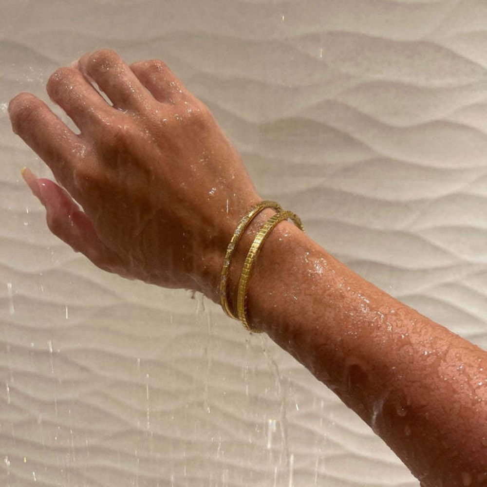 Boho Statement Stacked Gold Bangle Set