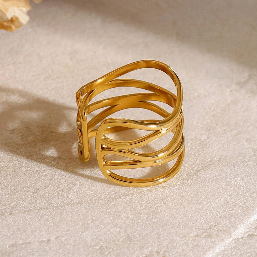 Golden Aurora Spiral Ring