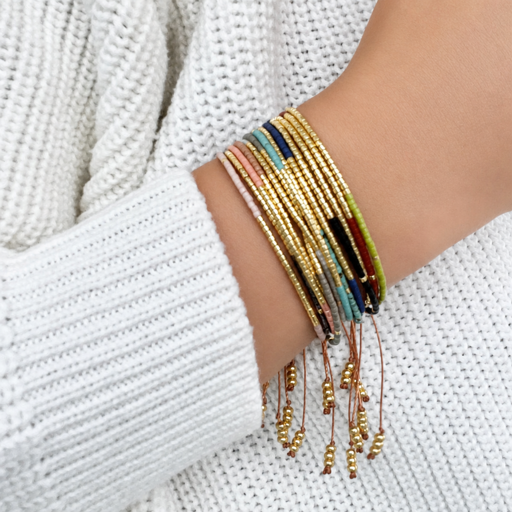 Miyuki Navy Blue Boho Charm Bracelet