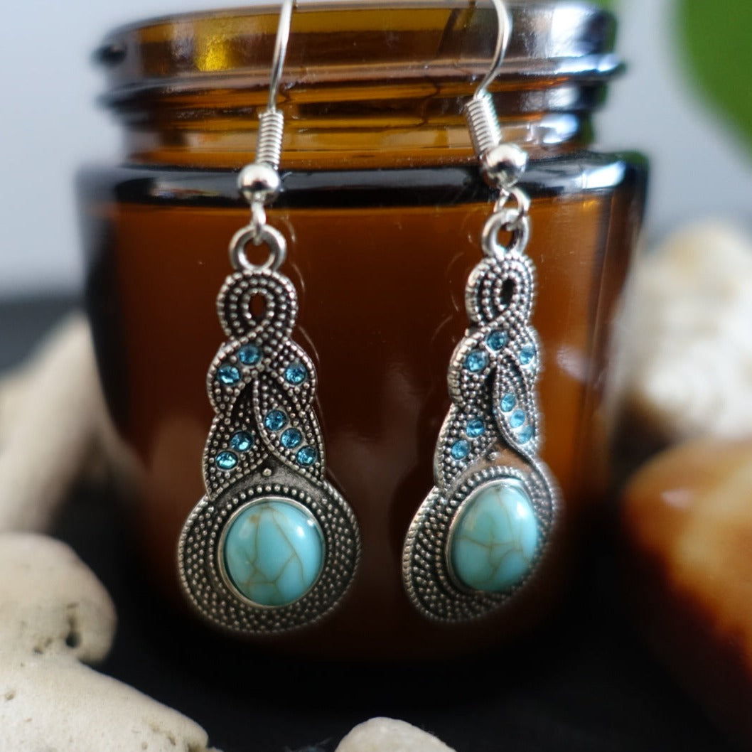 Boho Diamonte Indi Turquoise Earrings
