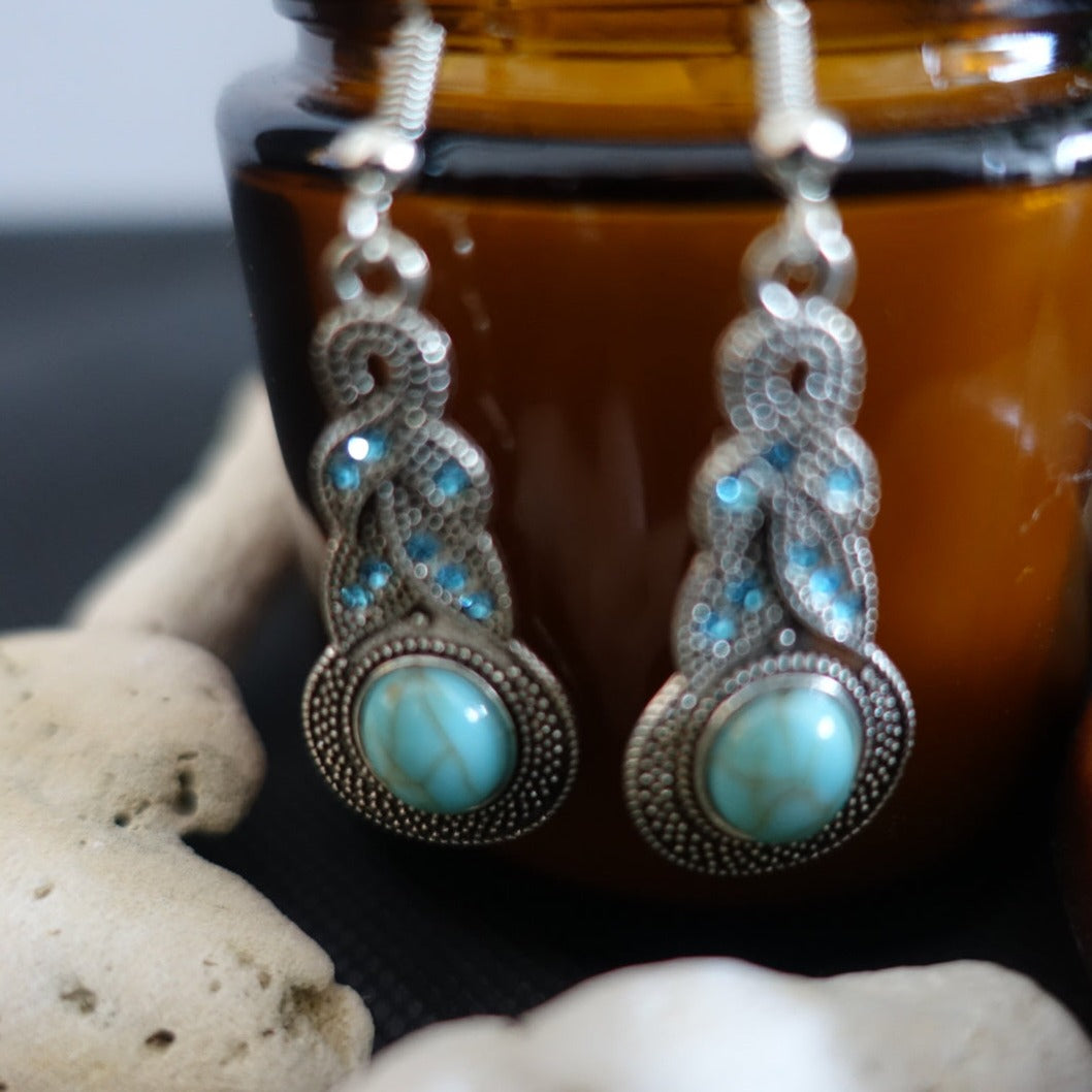 Boho Diamonte Indi Turquoise Earrings