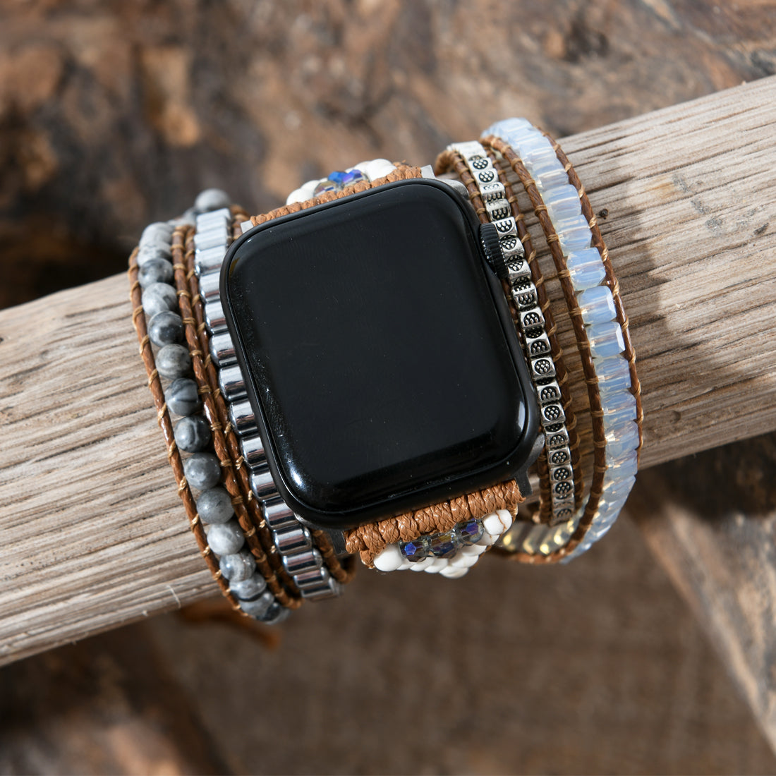 Boho Hematite Tranquil Apple Watch Strap