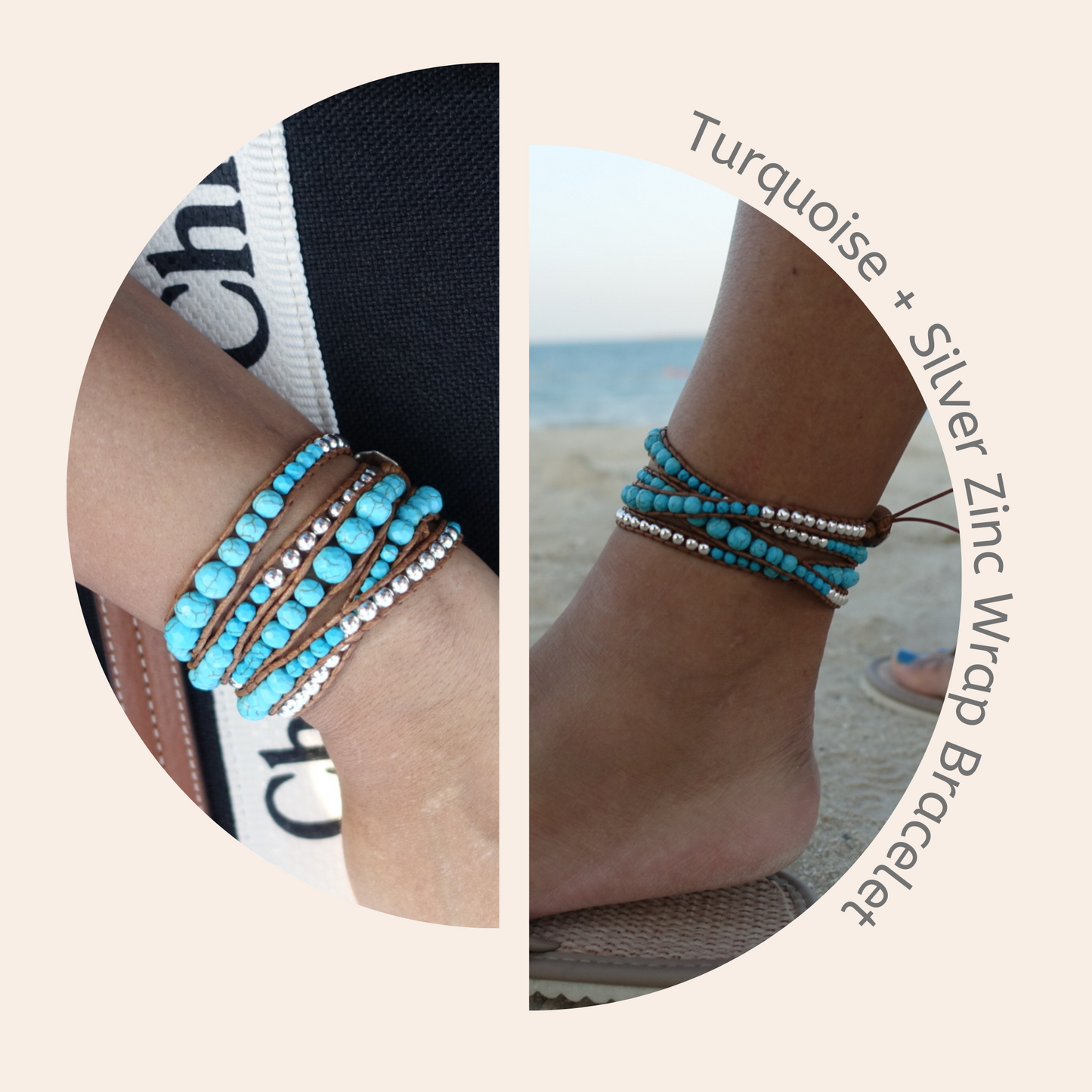 Ocean Turquoise + Silver Zinc - Boho Bracelet