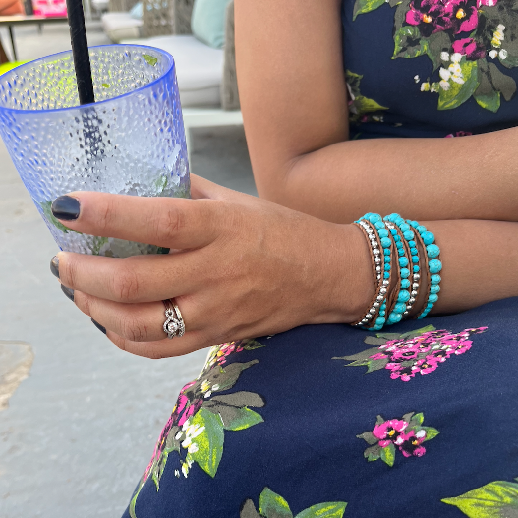 Ocean Turquoise + Silver Zinc - Boho Bracelet