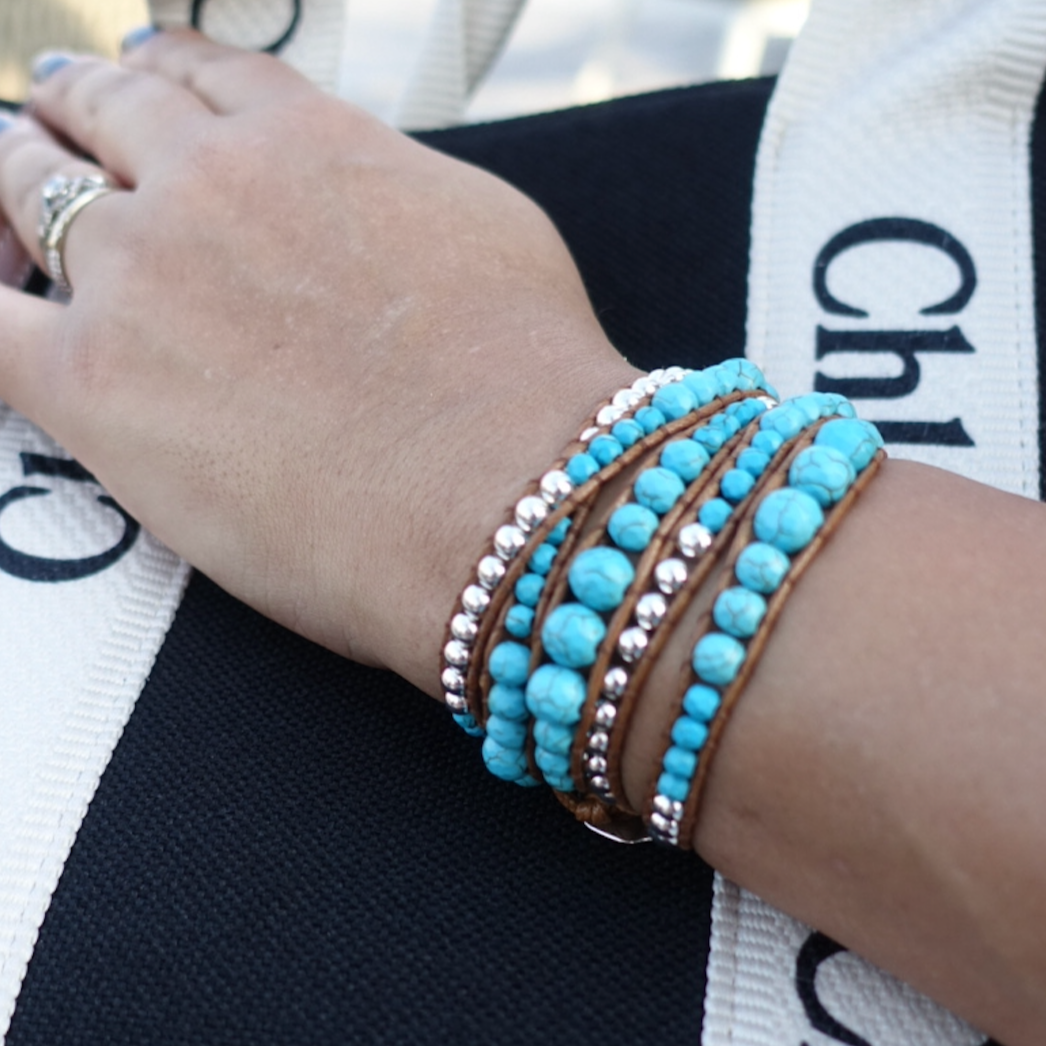 Ocean Turquoise + Silver Zinc - Boho Bracelet