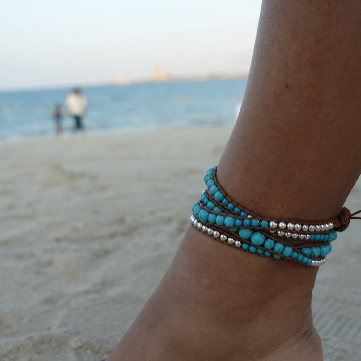 Ocean Turquoise + Silver Zinc - Boho Bracelet