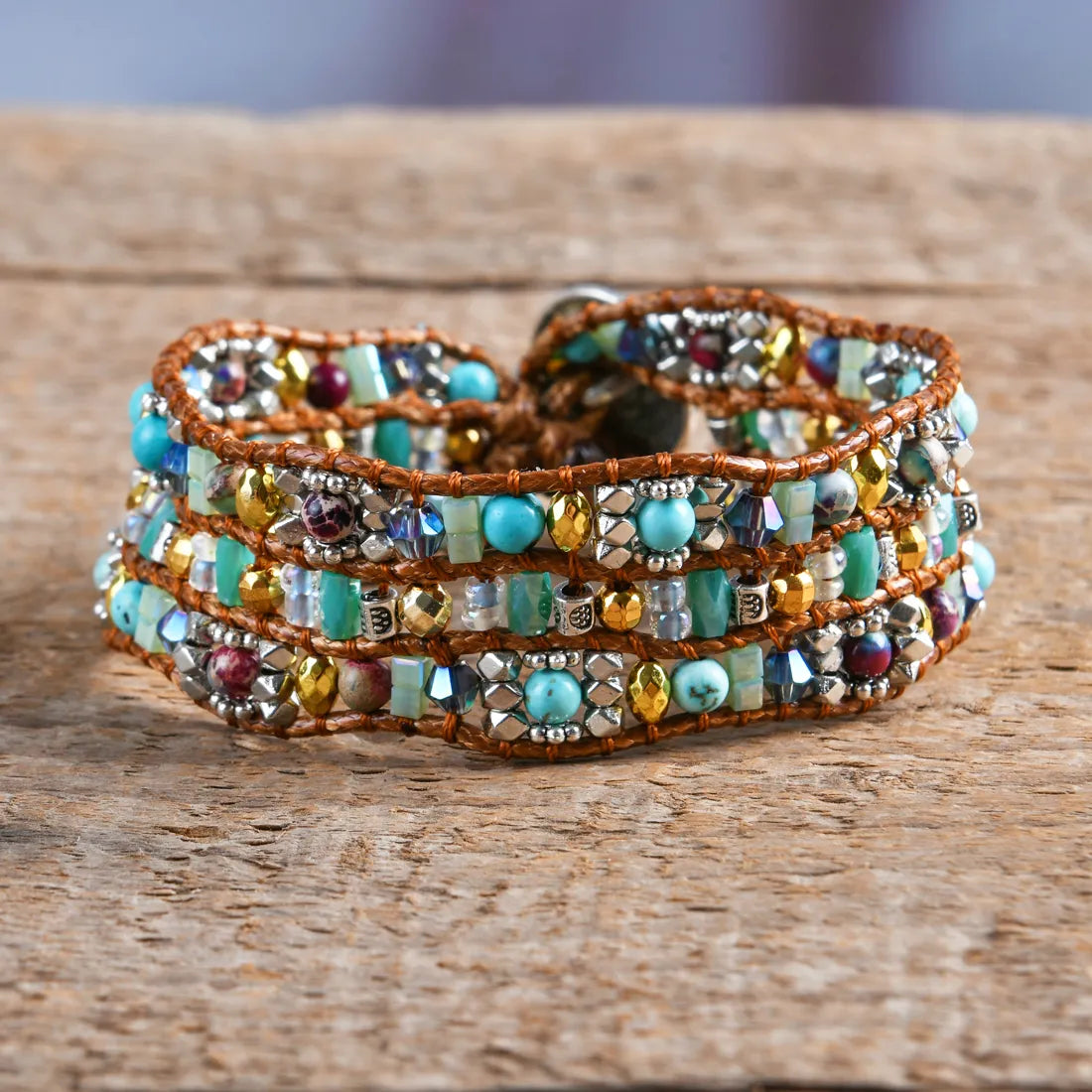 Turquoise Imperial Jasper Natural Stone - Boho Bracelet