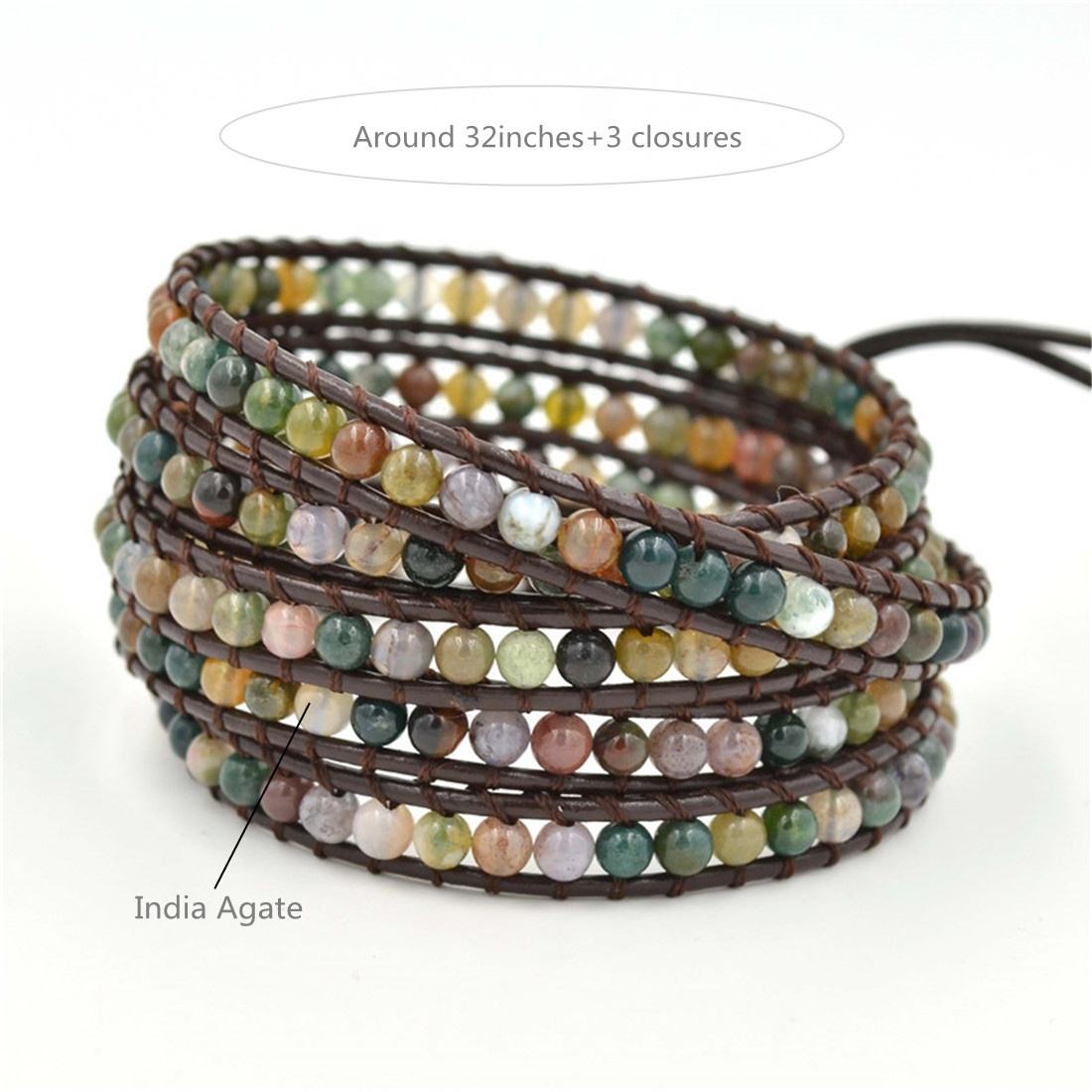 India Agate Natural Stone - Boho Bracelet