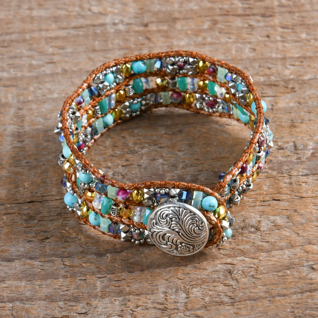 Turquoise Imperial Jasper Natural Stone - Boho Bracelet