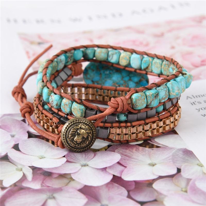 Turquoise Howlite Natural Stone - Boho Bracelet