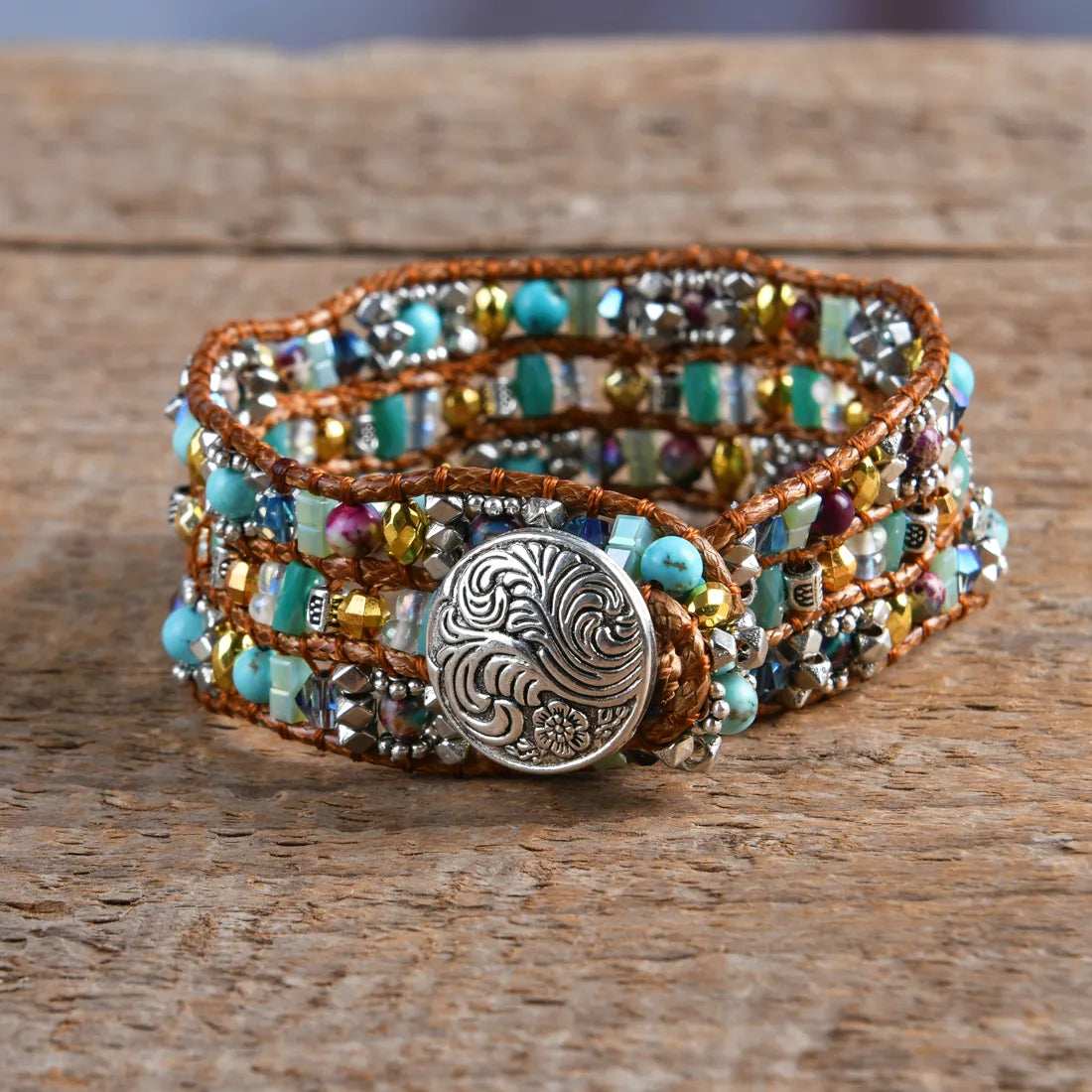 Turquoise Imperial Jasper Natural Stone - Boho Bracelet