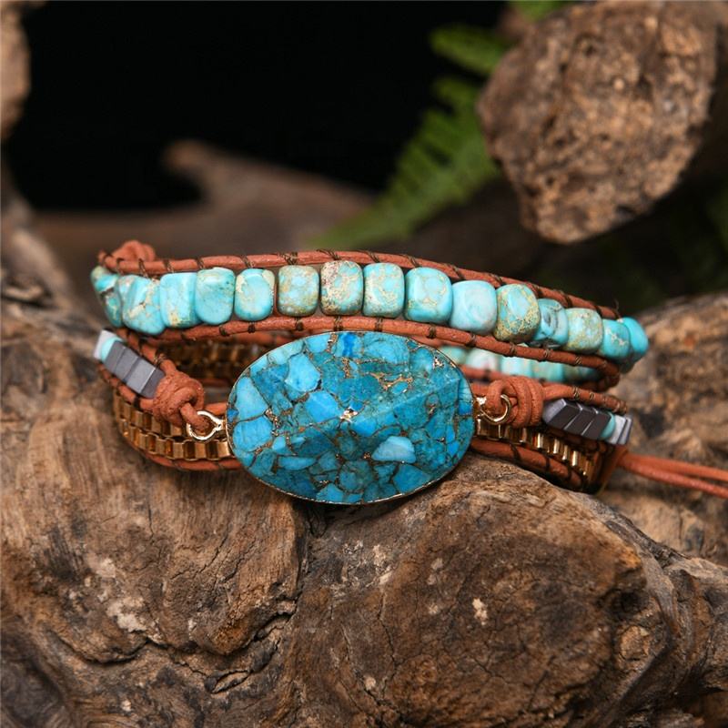 Turquoise Howlite Natural Stone - Boho Bracelet