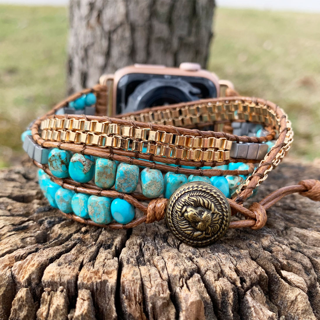 Boho Turquoise Howlite Natural Stone Apple Watch Strap