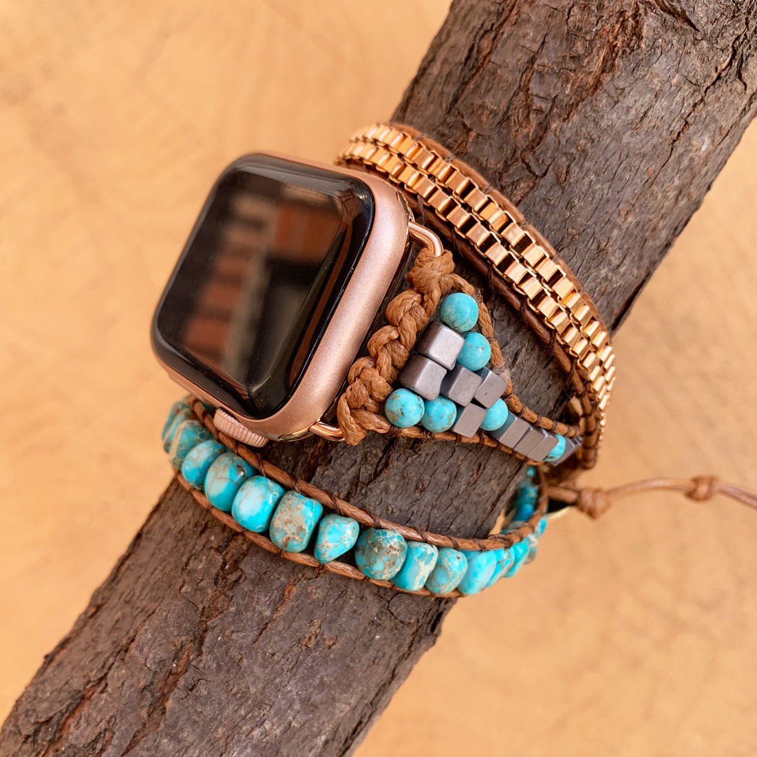 Boho Turquoise Howlite Natural Stone Apple Watch Strap