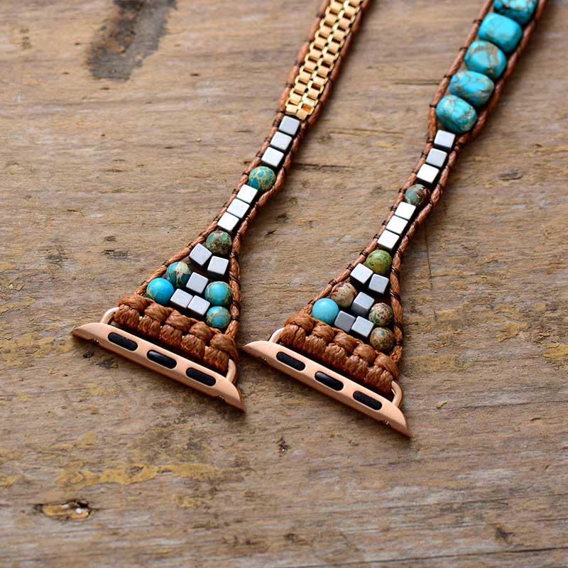 Boho Turquoise Howlite Natural Stone Apple Watch Strap