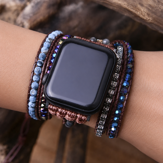Boho Black Agate Apple Watch Strap